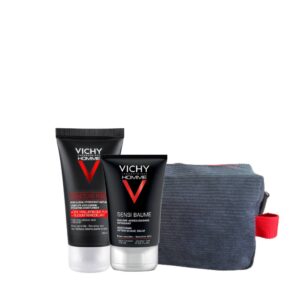 VICHY Homme Zestaw: balsam po goleniu 75ml + krem przeciwzmarszczkowy 50ml + kosmetyczka